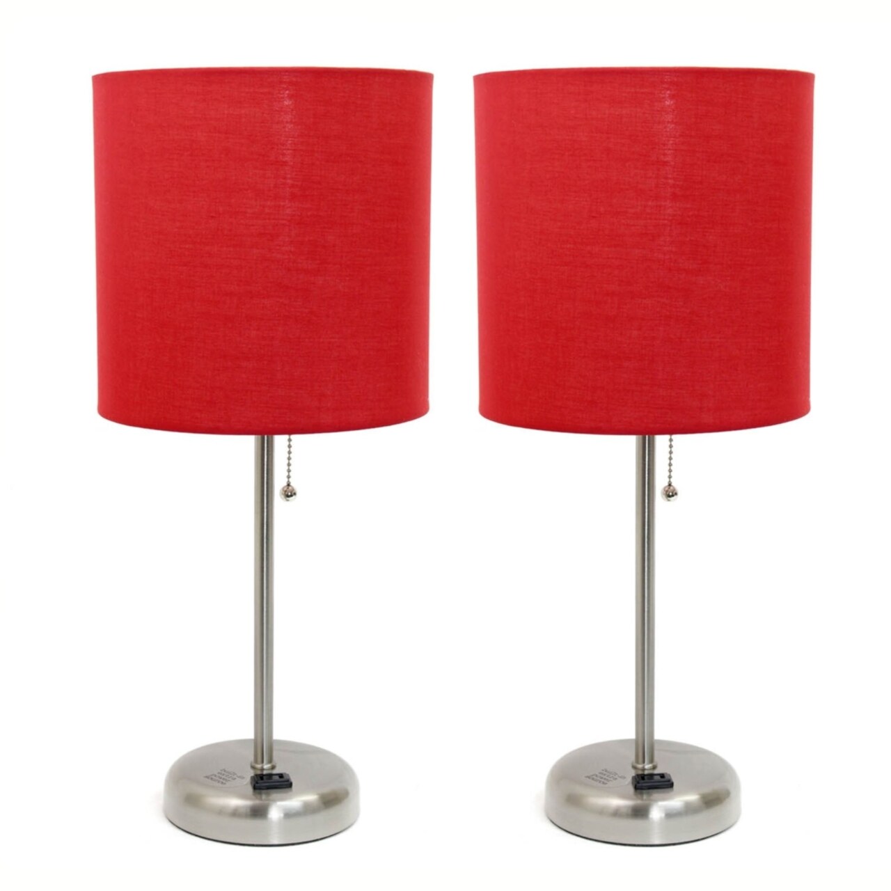 LimeLights Stick Lamp with Charging Outlet and Fabric Two Pack Set - Red